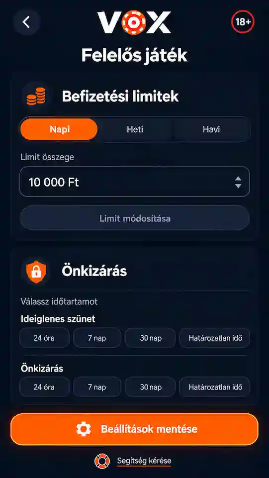Vox felelős játék beállítások